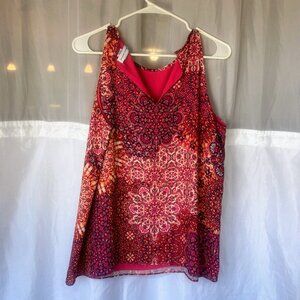 Adrienne Vittadini sleeveless pink and navy top, size M